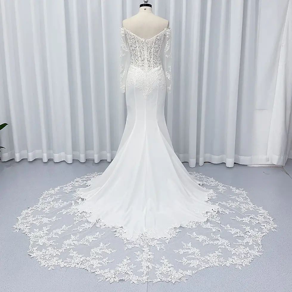 Thumbnail: Shoulder v Neck Applique Vintage Plus Size Wedding Dress Lace Wedding Gown