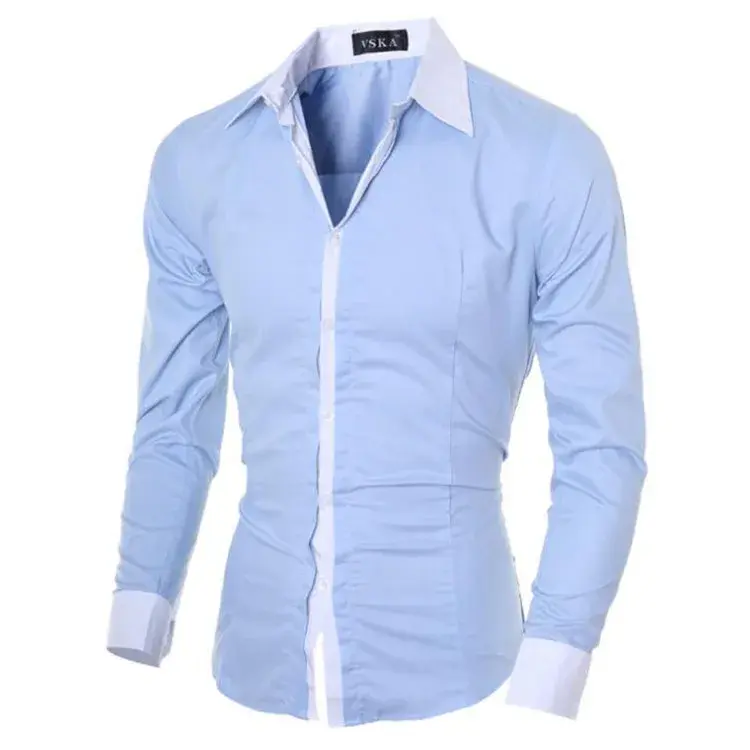 Thumbnail: New Men Shirt Black White  Slim Fit Dress Shirts