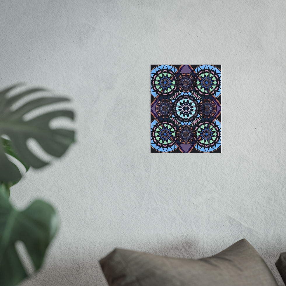 Thumbnail: Inviction Fine Art Poster — Blue & Purple Stained-Glass Wall Art