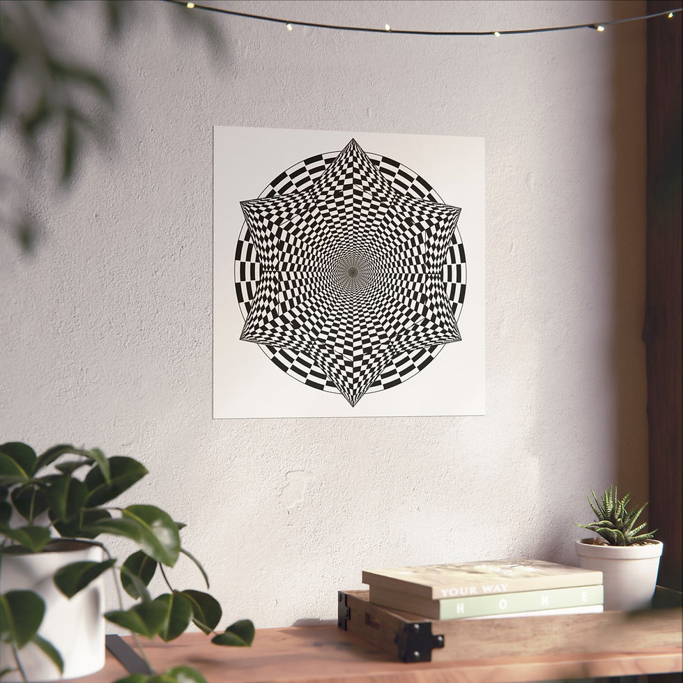 Thumbnail: Revale Fine Art Poster — Black & White Geometric Mandala