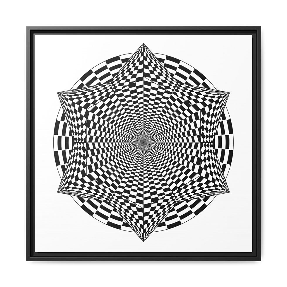 Thumbnail: Revale Matte Canvas Framed Print — Black & White Geometric Wall Art