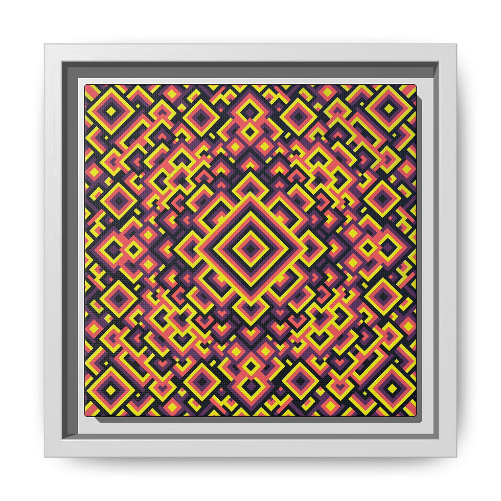 Thumbnail: Emissary Framed Canvas Art — Vibrant Retro Diamond Pattern