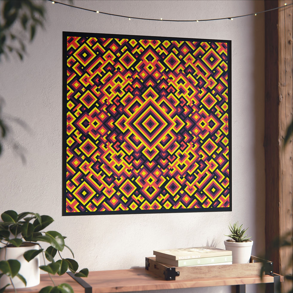 Thumbnail: Emmisary Fine Art Poster — Vibrant Retro Diamond Pattern