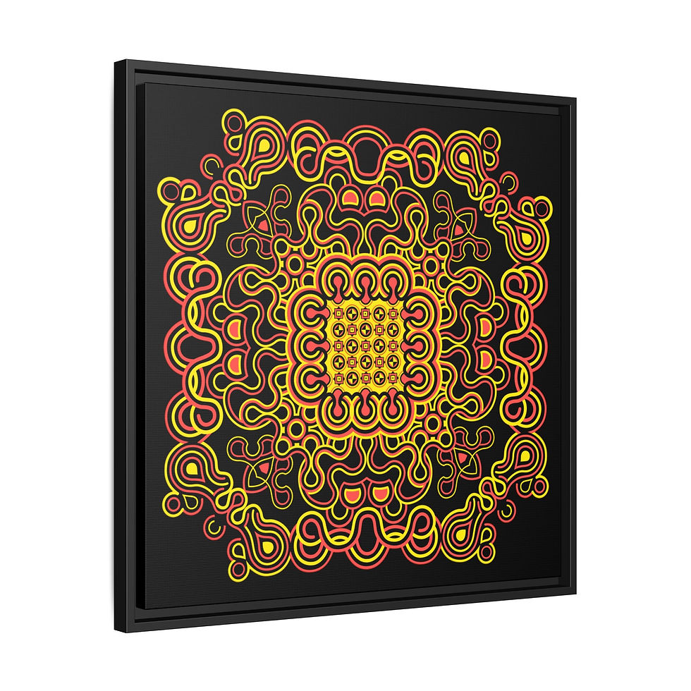 Thumbnail: Cloud Forward Framed Canvas Print — Neon Organic Pattern Wall Art
