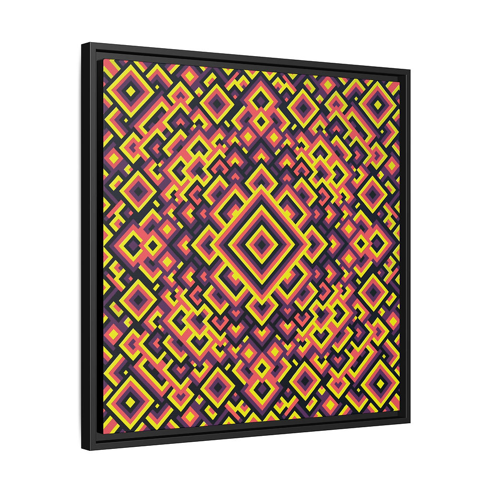 Thumbnail: Emissary Framed Canvas Art — Vibrant Retro Diamond Pattern