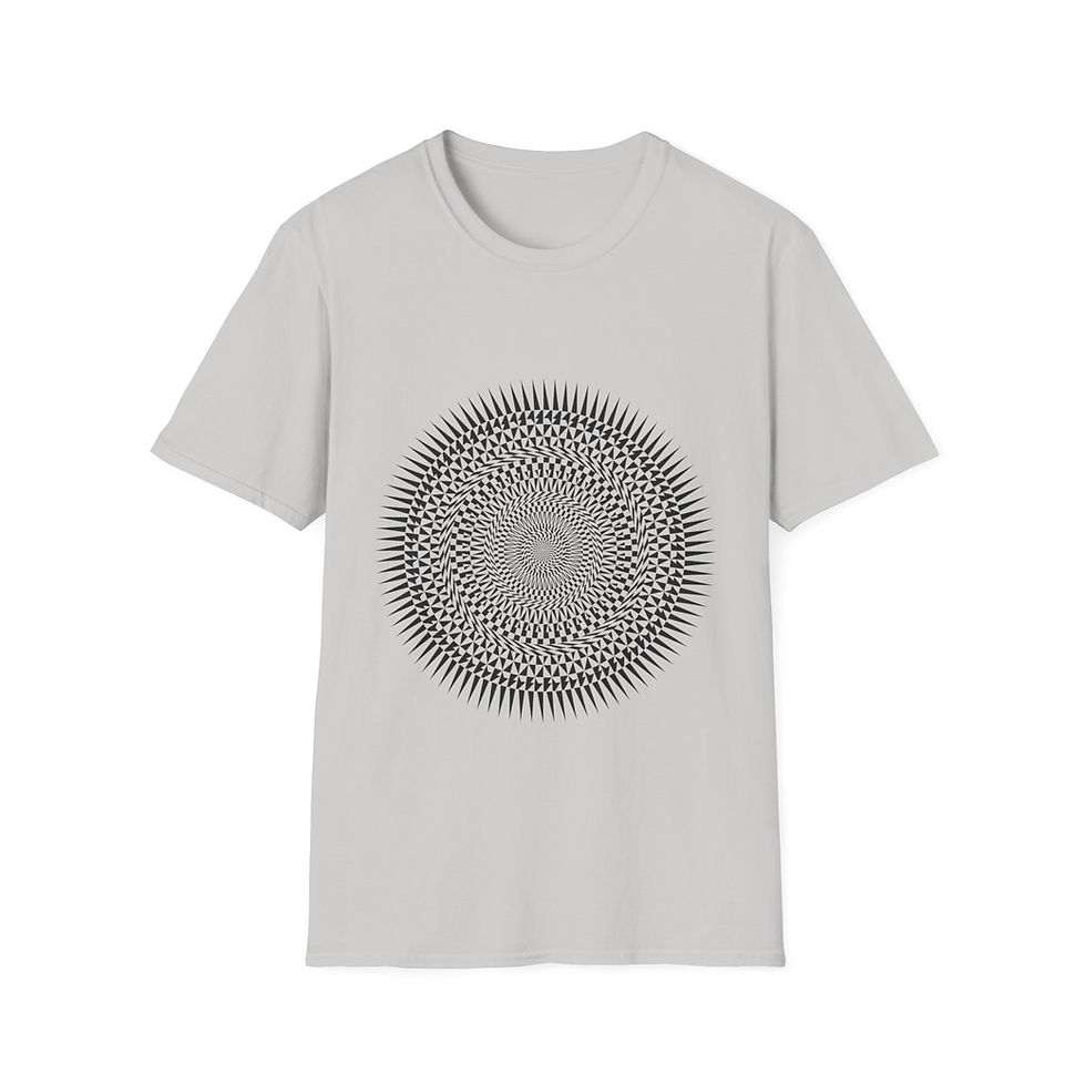 Thumbnail: Cascade Unisex T-Shirt — Black Radial Spiral Optical Art Tee