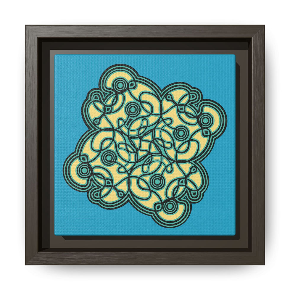 Thumbnail: Cleanse Framed Art Print — Teal & Yellow Matte Canvas