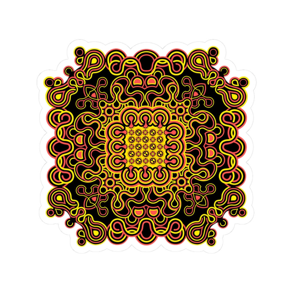 Thumbnail: Cloud Forward Kiss-Cut Sticker — Retro 70s Trippy Mandala Decal