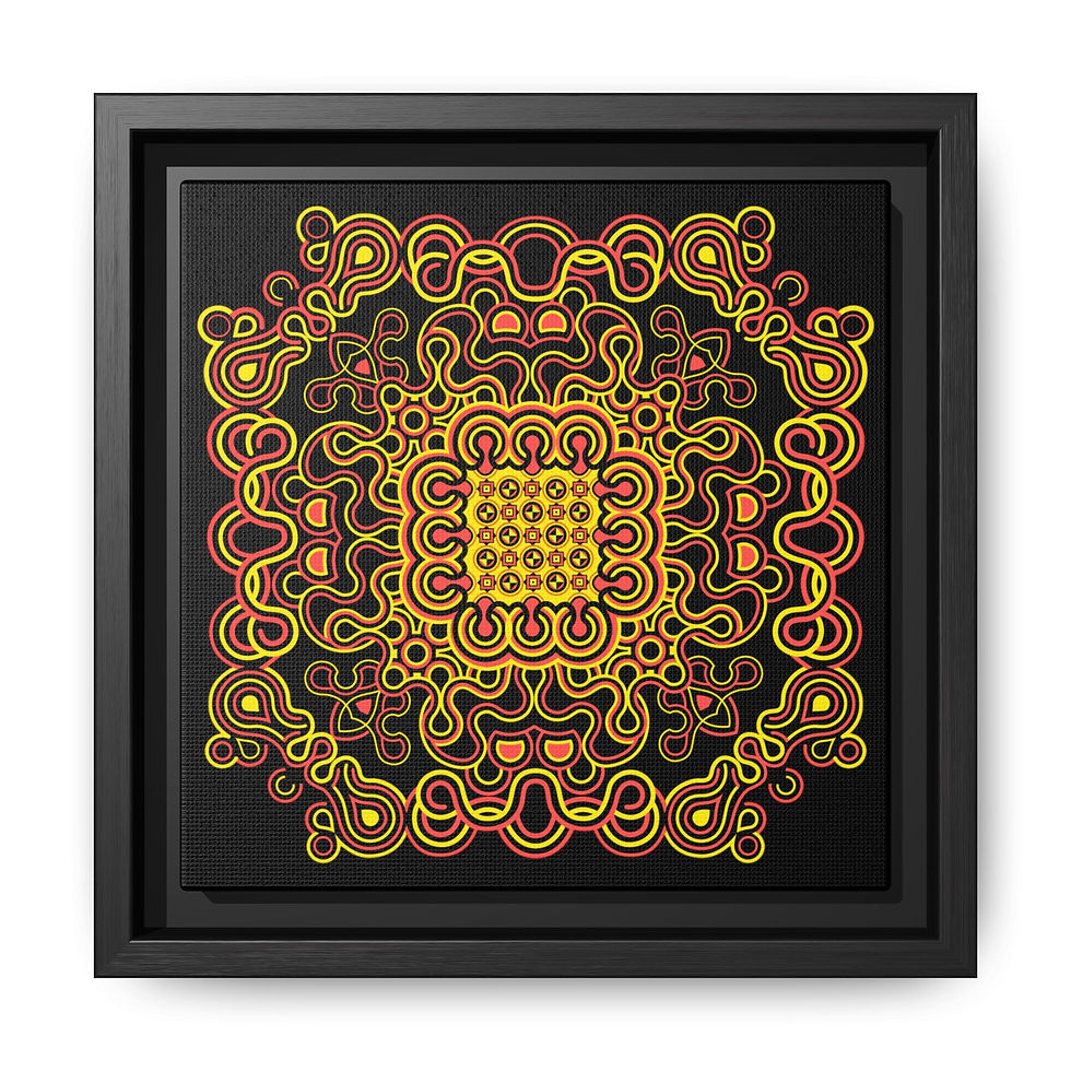 Thumbnail: Cloud Forward Framed Canvas Print — Neon Organic Pattern Wall Art