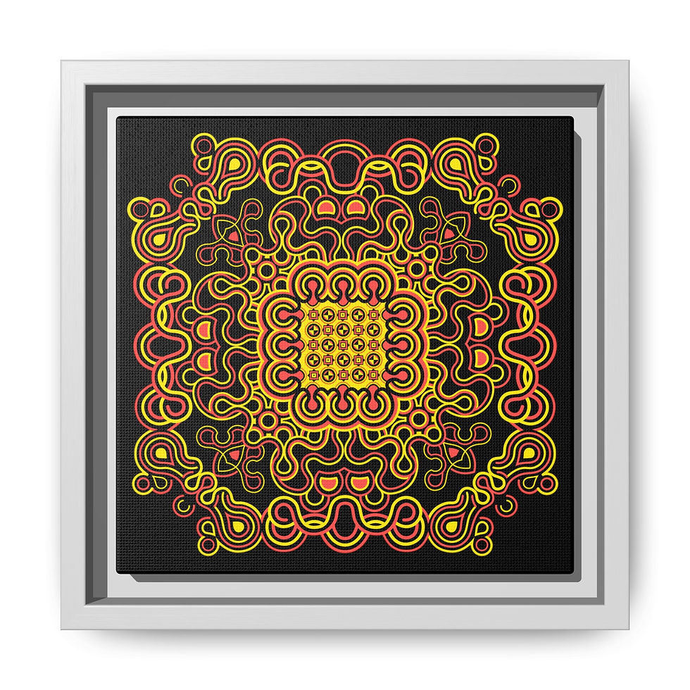 Thumbnail: Cloud Forward Framed Canvas Print — Neon Organic Pattern Wall Art