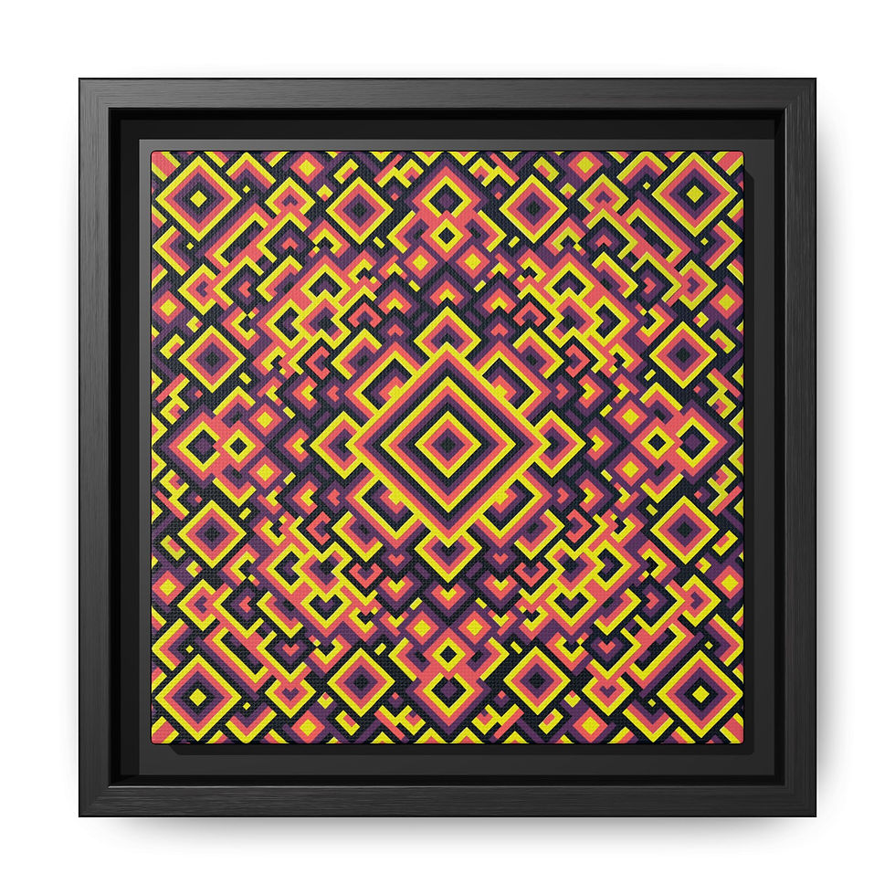 Thumbnail: Emissary Framed Canvas Art — Vibrant Retro Diamond Pattern
