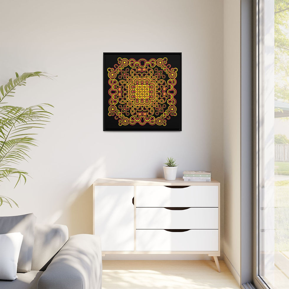 Thumbnail: Cloud Forward Framed Canvas Print — Neon Organic Pattern Wall Art