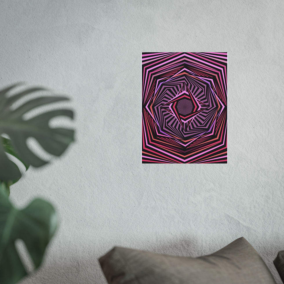 Thumbnail: Televator Fine Art Poster — Pink & Black Geometric Wall Art