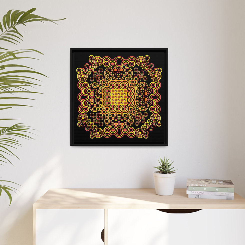 Thumbnail: Cloud Forward Framed Canvas Print — Neon Organic Pattern Wall Art
