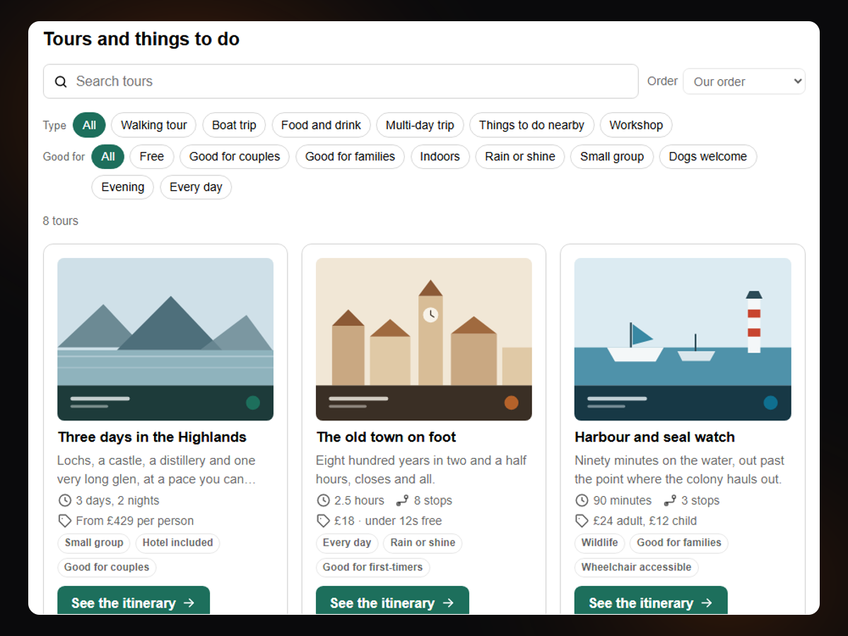 Tours, Trips & Itineraries screenshot 2