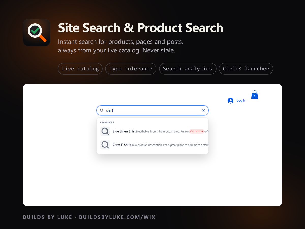 Site Search & Product Search primary marketing image — Search app on the Wix App Market