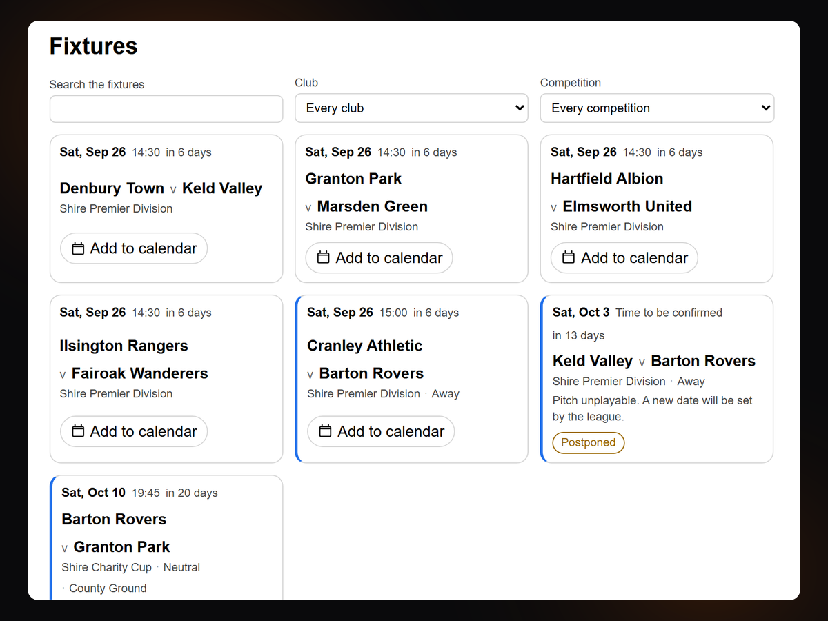 Sports Fixtures & League Table screenshot 6