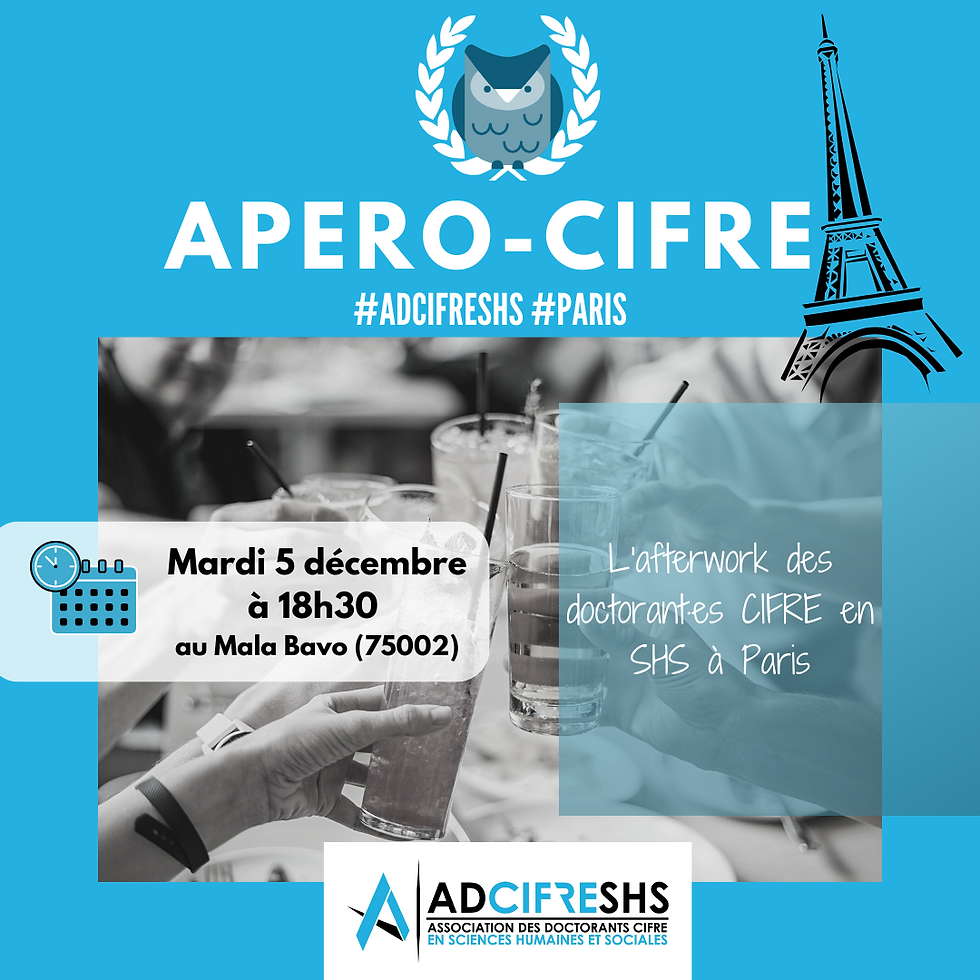 Apéro CIFRE - Paris - Mardi 5 décembre, 18h30