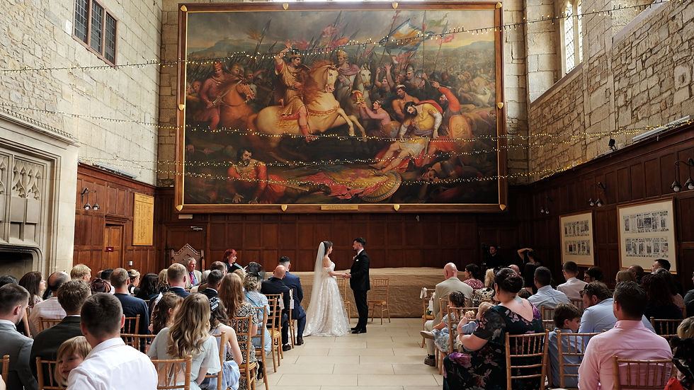 Bride and groom getting married, wedding video at Battle Abbey, East Sussex