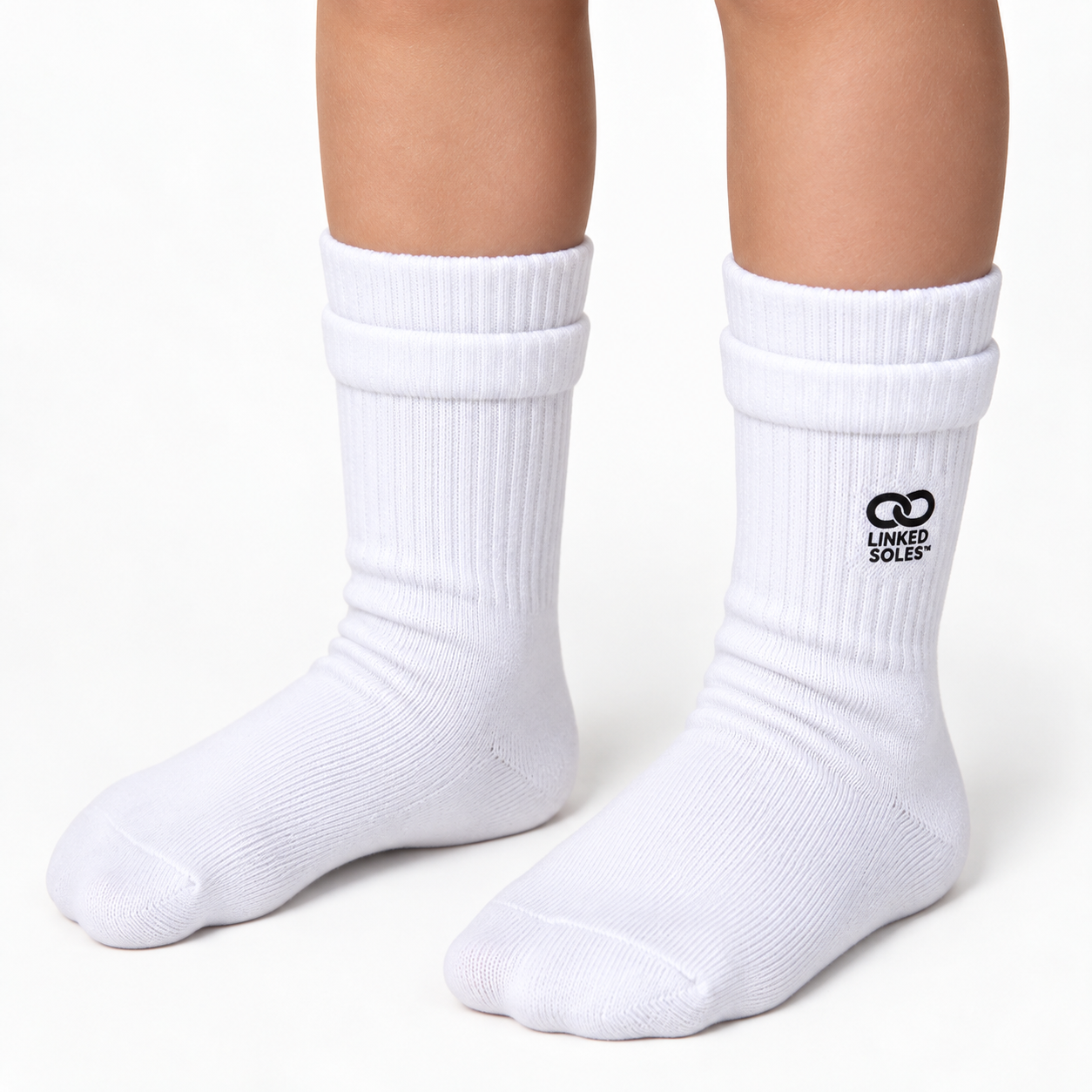 White Linked Soles™ kids' crew socks - photo 1 of 4