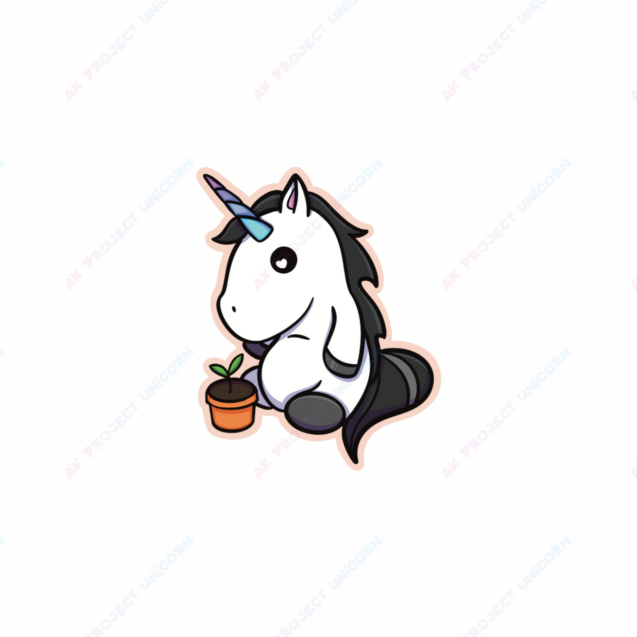 Unicorn with Plant Sticker
