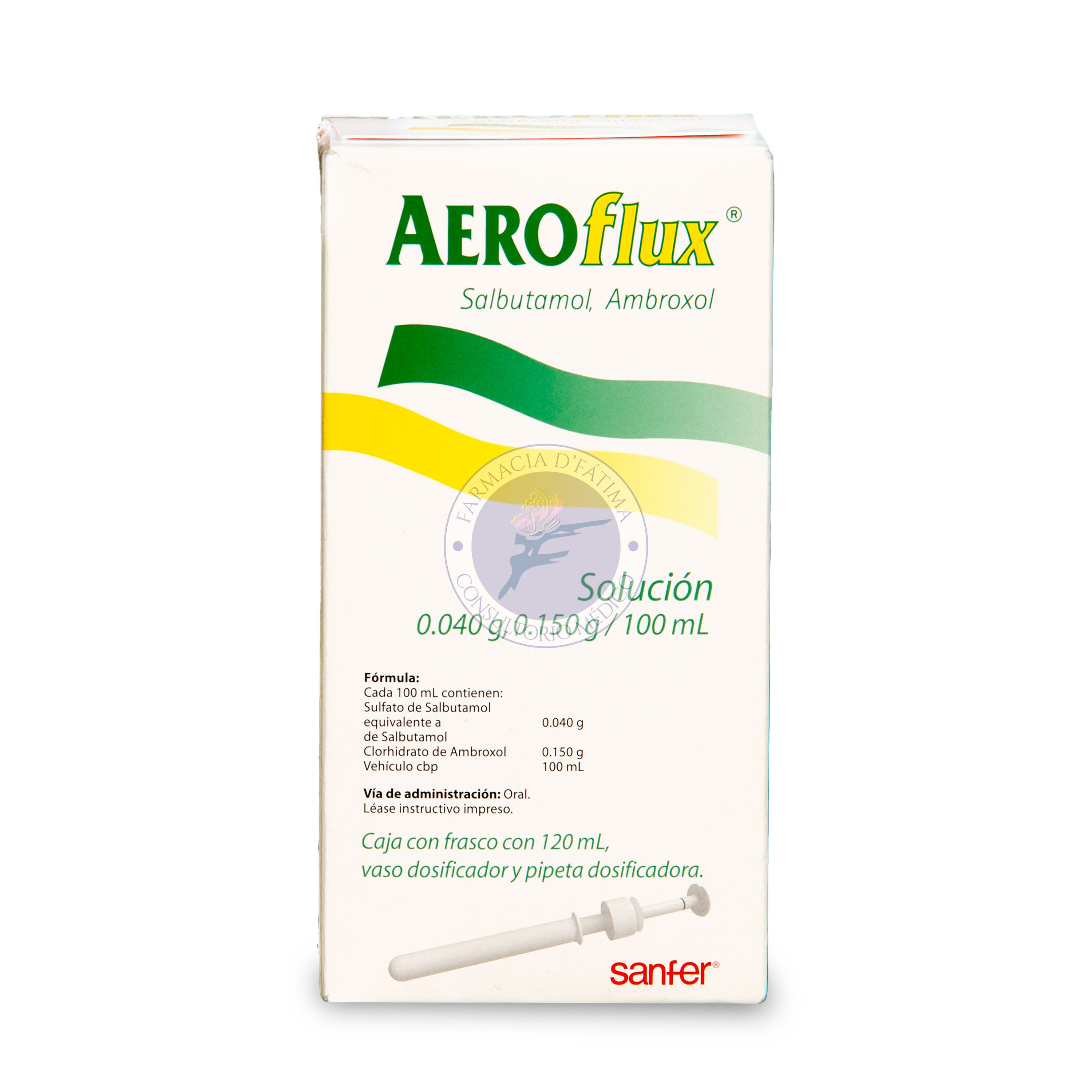 Aeroflux (salbutamol, ambroxol) solución 0.040gr 0.150gr/100ml frasco 120ml