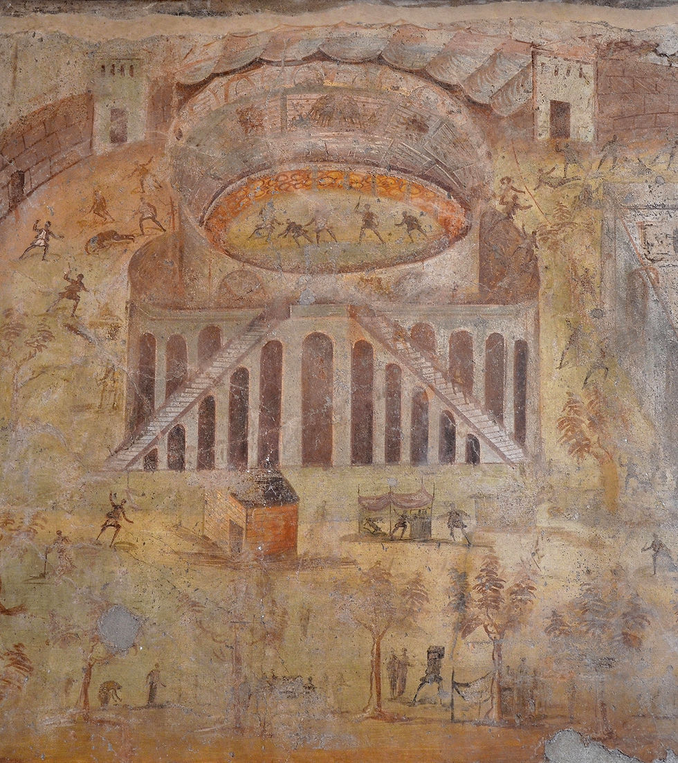 Riot Fresco. The House of Actius Anicetus, Pompeii, ca. 59 CE. National Archaeological Museum, Naples