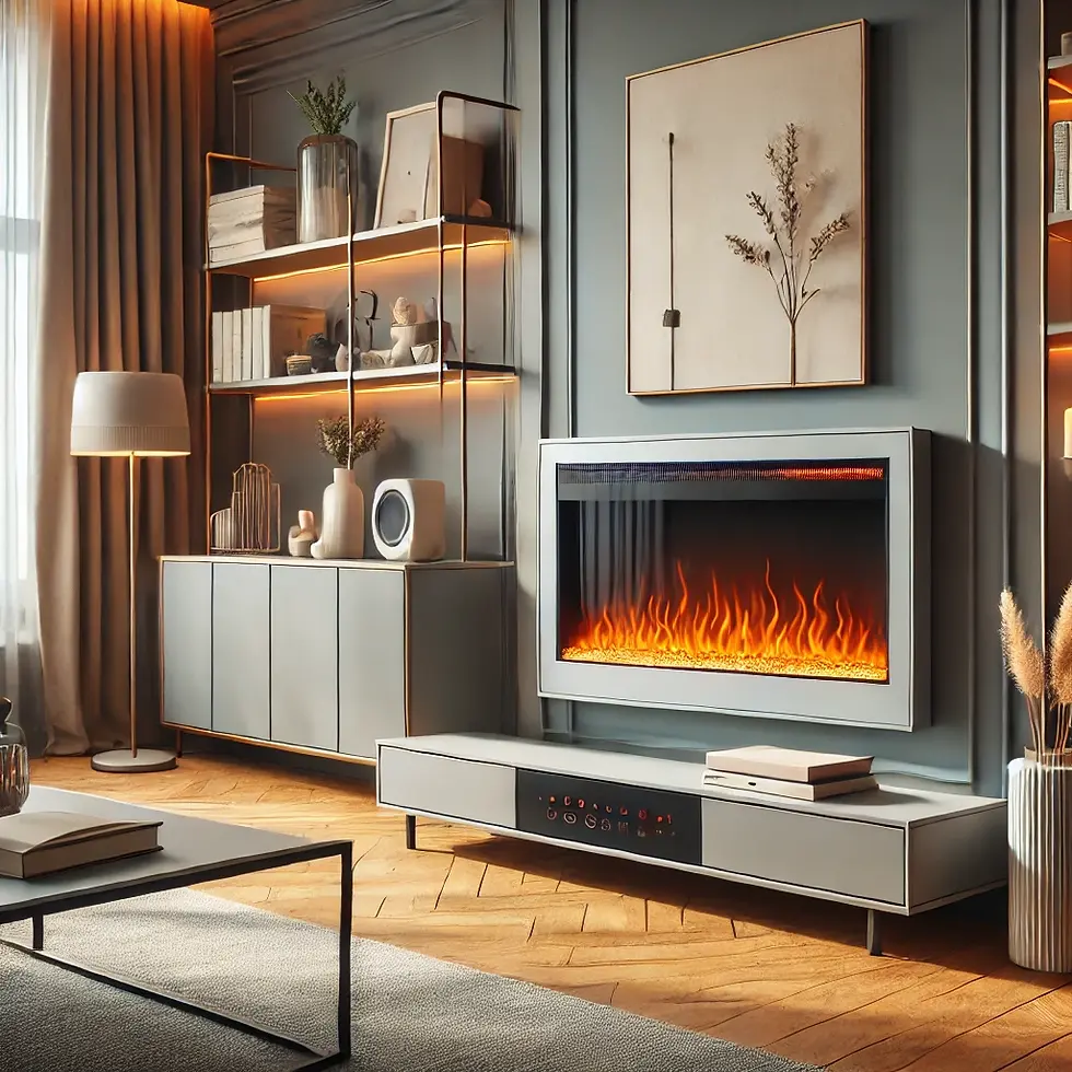 energy saving electric fireplace in living room