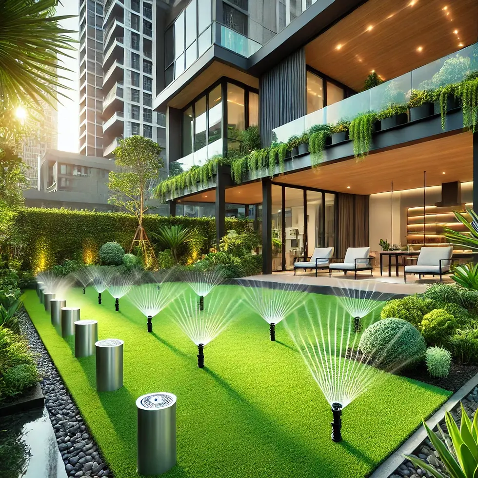 water saving sprinkler heads garden in town house