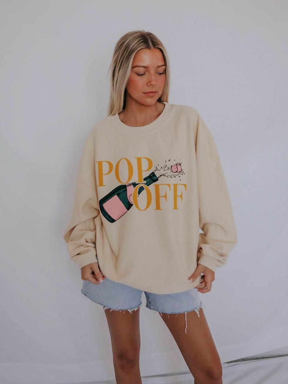 FRIDAY + SATURDAY - Pop Off Corded Sweatshirt