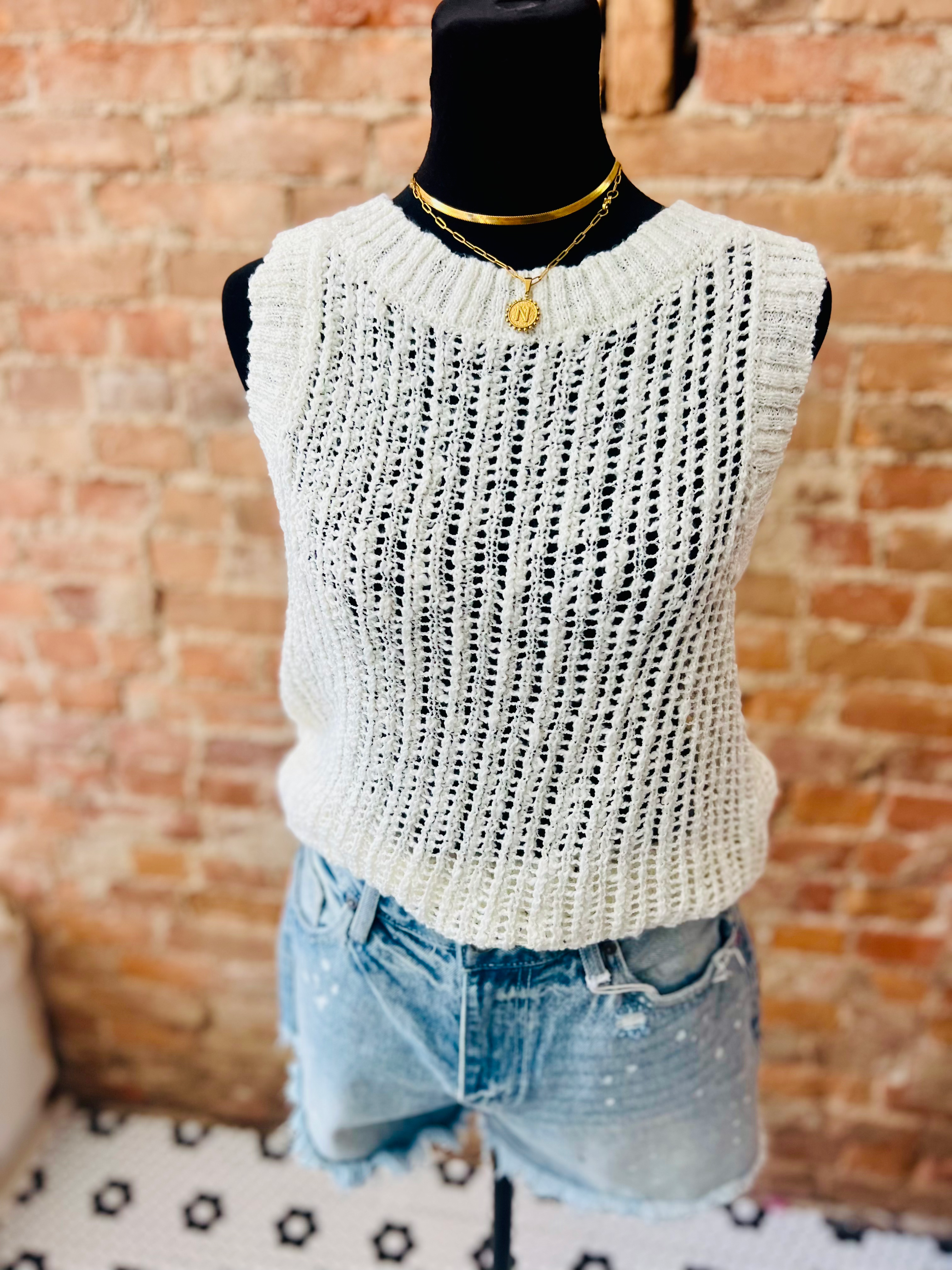 White | Waffle Knit Tank