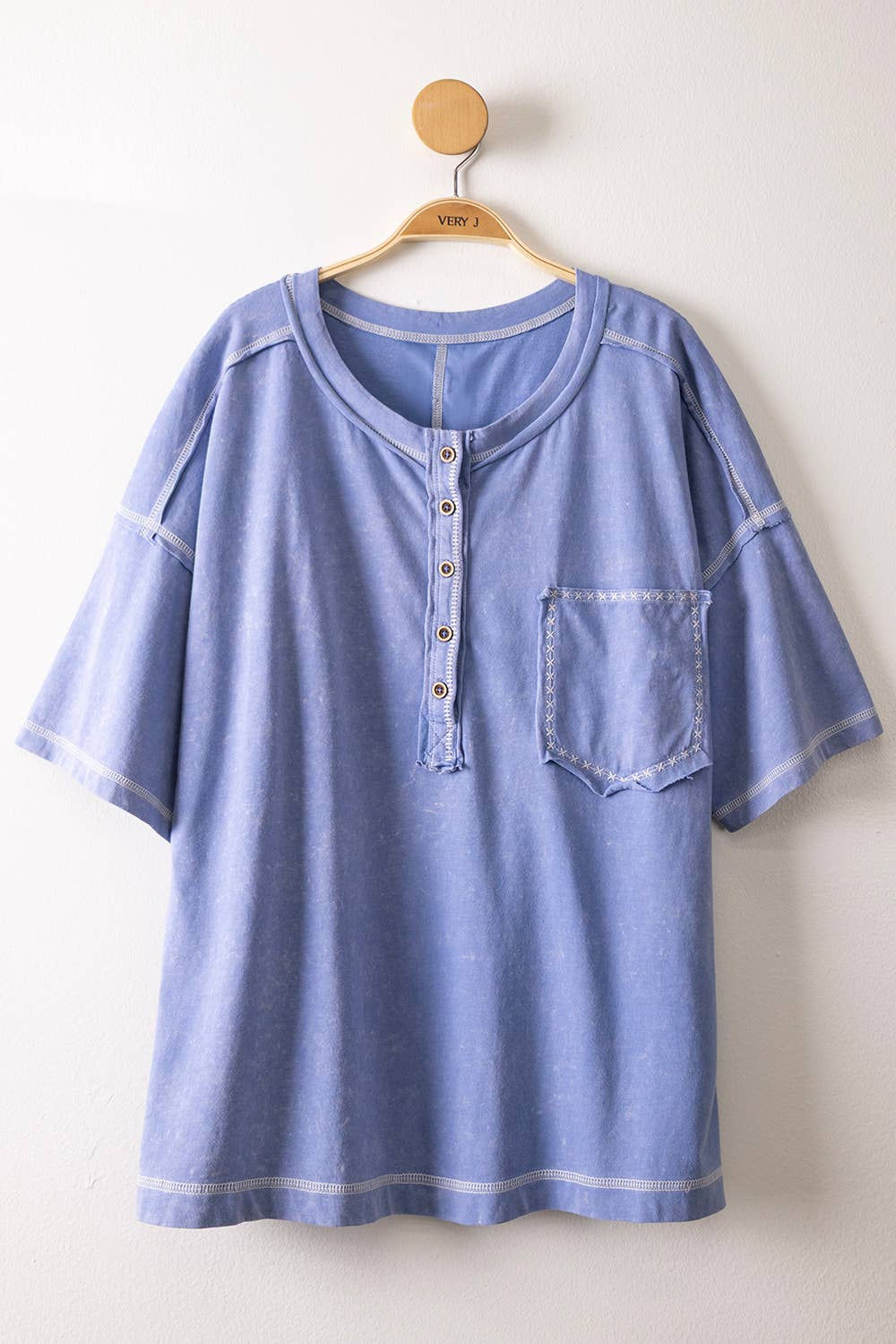 denim | Mineral Washed Oversized Comfy Knit Top