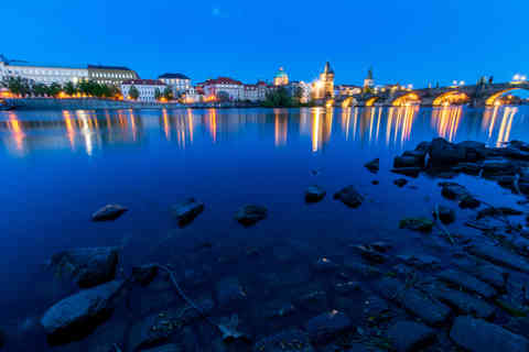 Vltava River and Charles Bridge, Prague, Czech Republic