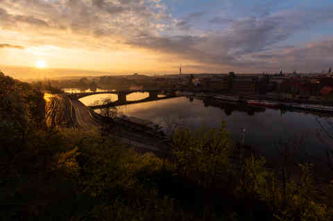 Vltava River Sunrise, Prague, Czech Republic