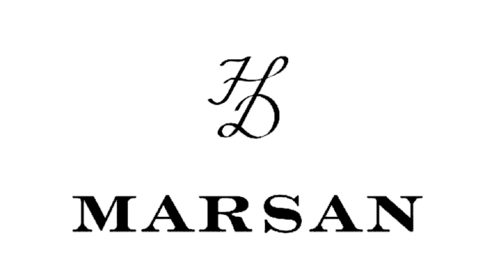 筆記体の「HL」と「MARSAN」のロゴ、ブランド名が白背景に表示されています。