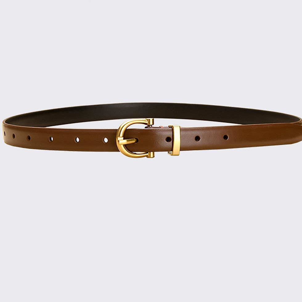 Thumbnail: Classic Skinny Black Belt with Gold Buckle