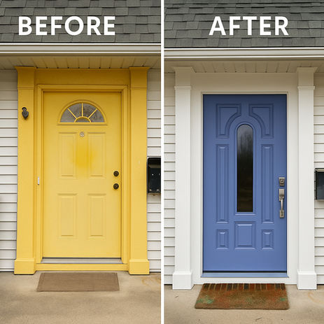 Before and after entry door installation by SS Renovation in Western MA and Northern CT
