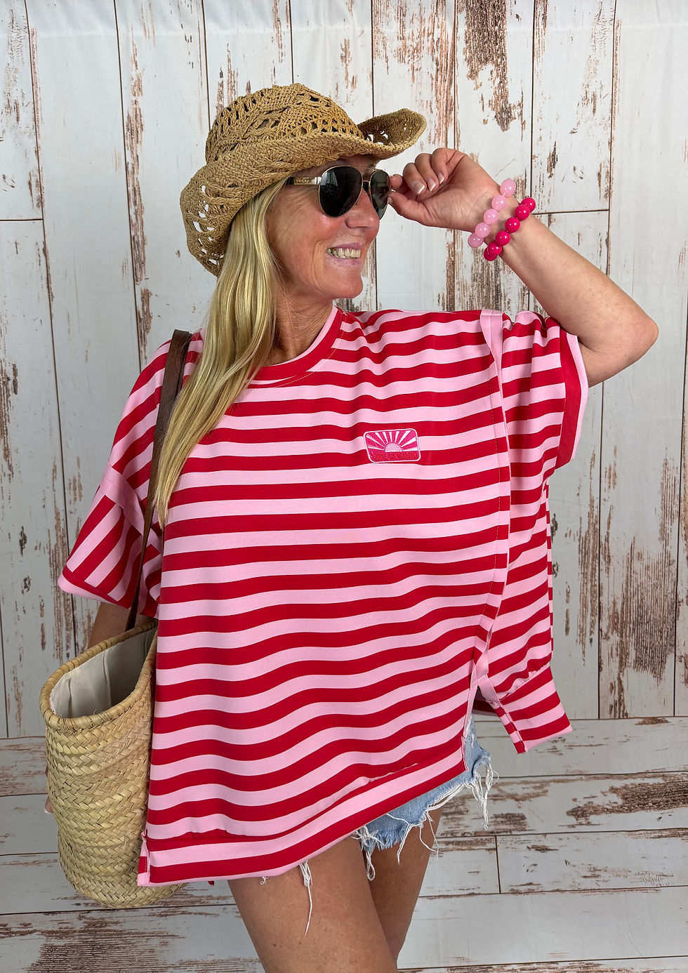 Miniaturbild: Oversize Stripes Sweater „Life is good“