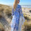 Miniaturbild: Maxi Blumen Kleid „Lilien Liebe“ (blau o. weiß)