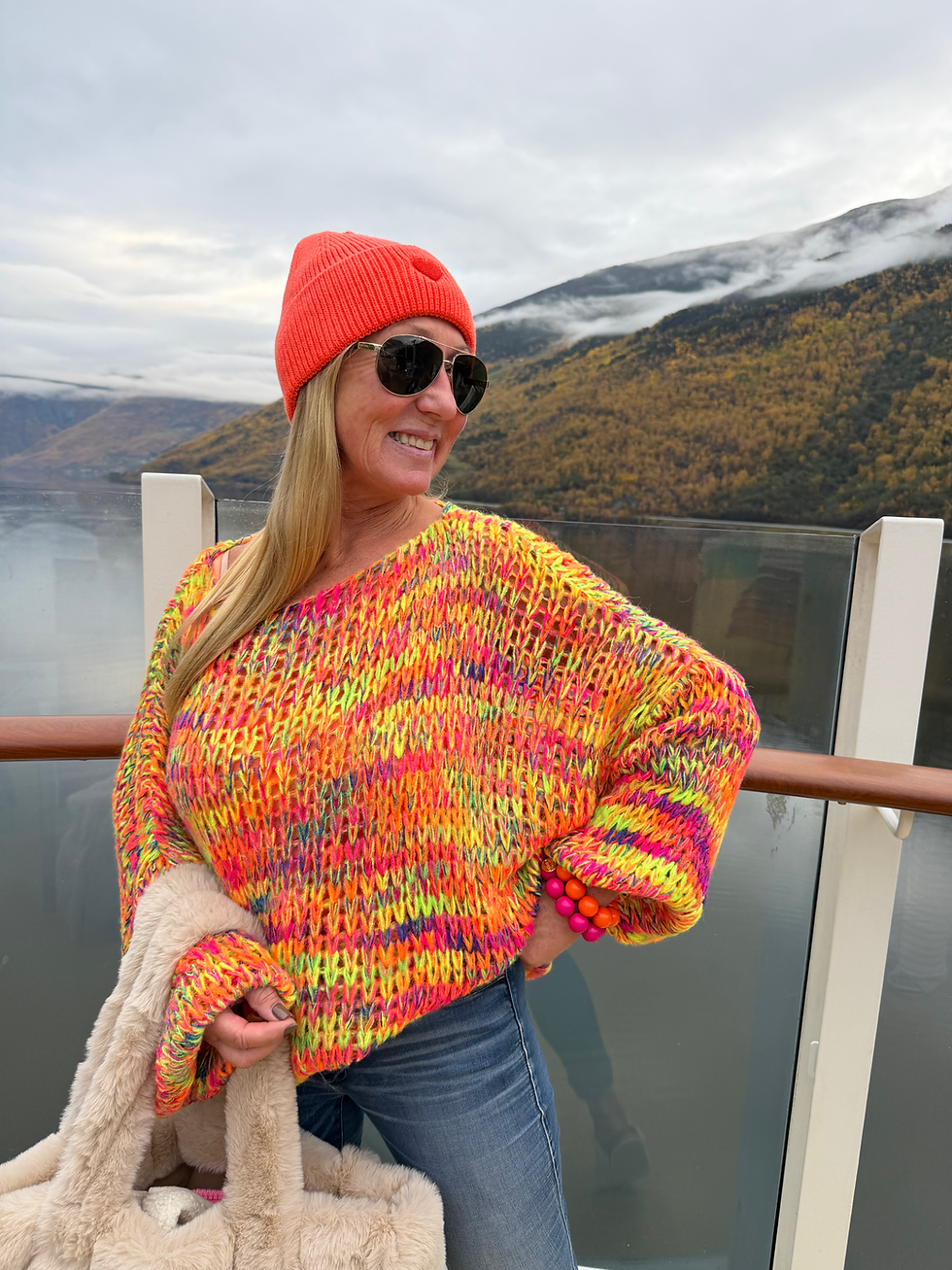 Miniaturbild: Bunter Oversize Grobstrick Pullover 