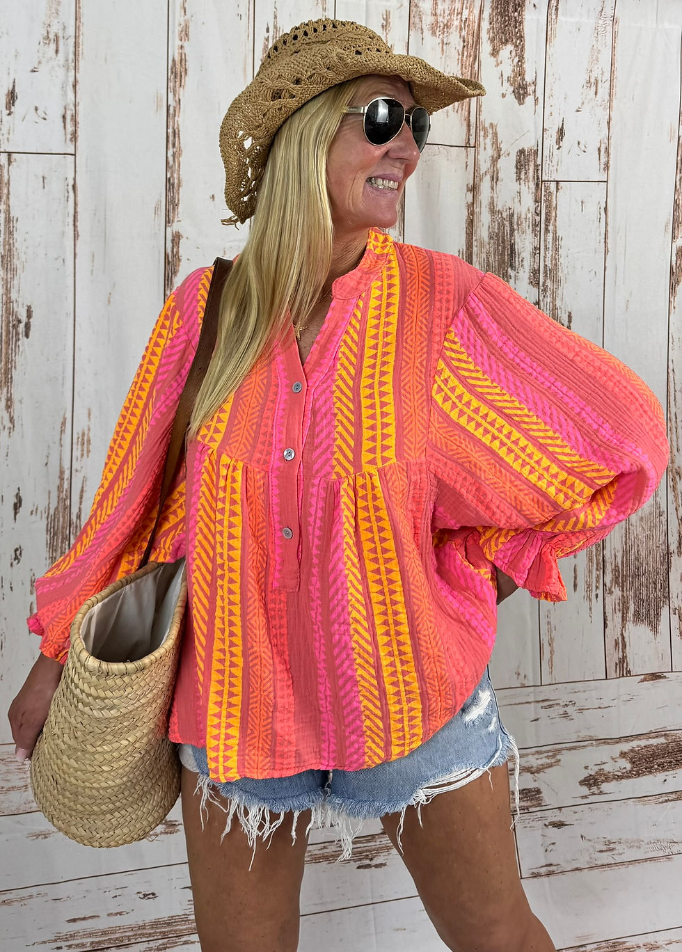 Miniaturbild: Oversize Musselin Bluse „Ibiza Style“