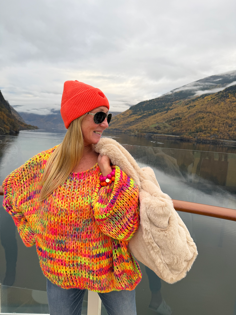 Miniaturbild: Bunter Oversize Grobstrick Pullover 