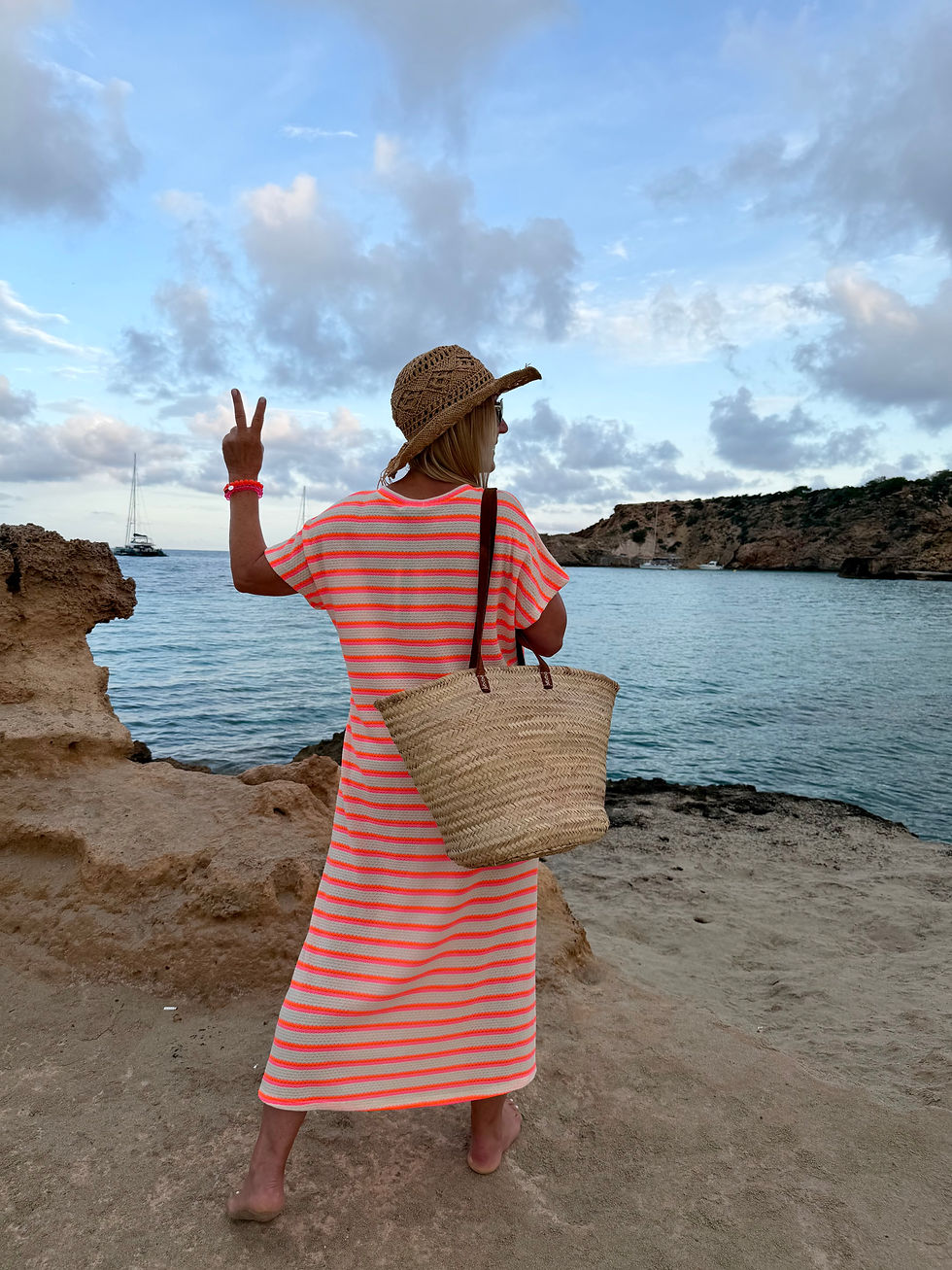 Miniaturbild: Crochet Sommer Maxi Kleid in Häkel Optik „Neon Stripes“