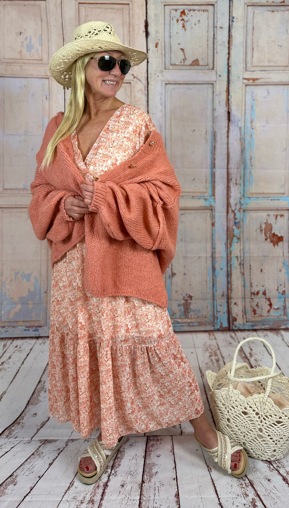 Miniaturbild: Cozy Cardigan mit Gold Knöpfen "apricot"