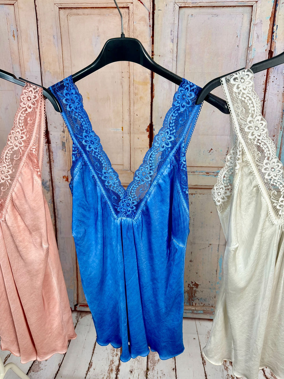 Miniaturbild: Satin Spitzen Tops (100% Viskose)