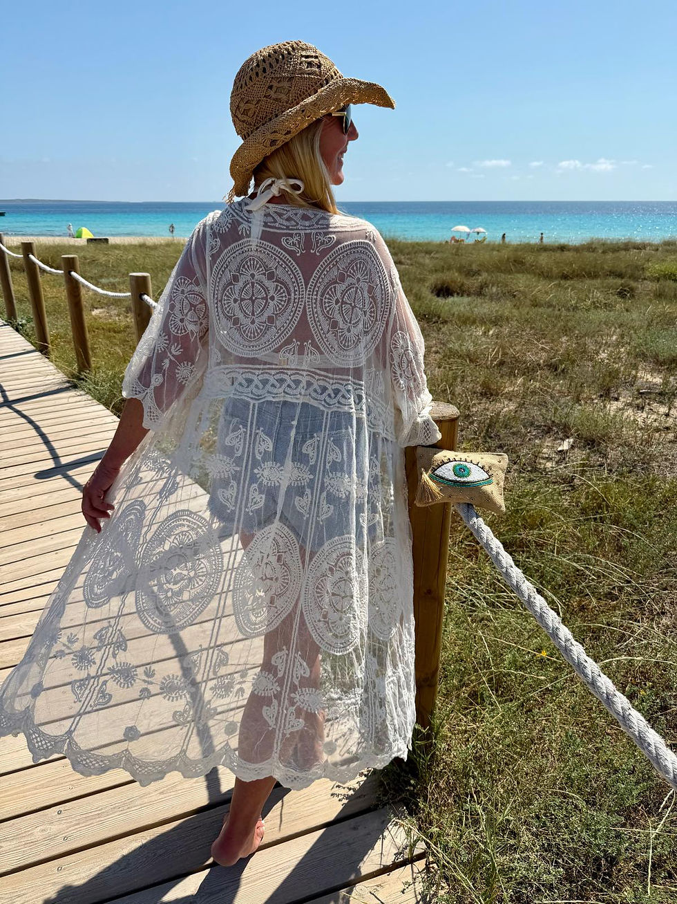 Miniaturbild: Boho Spitzen Kimono „Formentera“