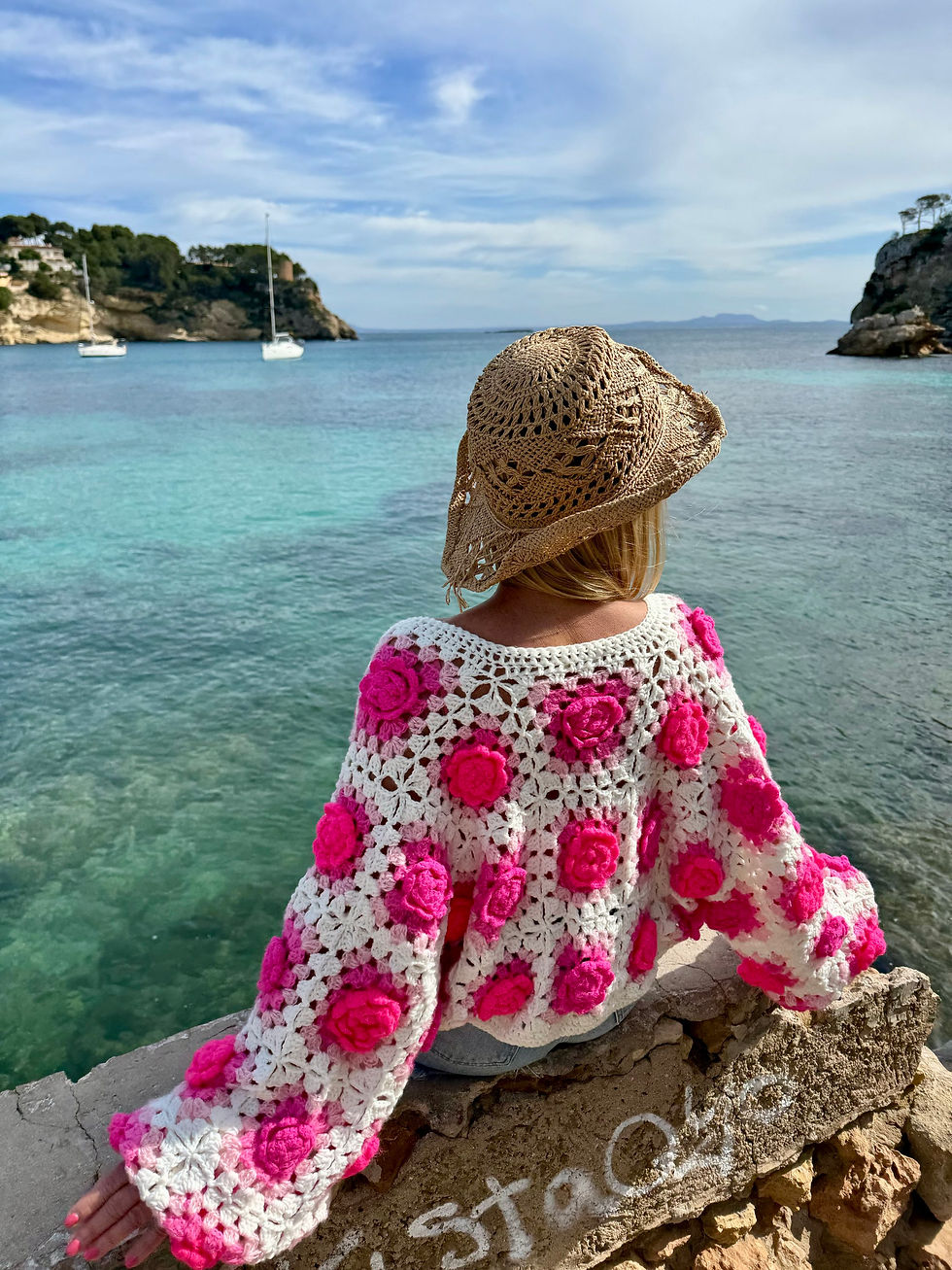 Miniaturbild: Exklusive Ibiza Handmade Crochet Strickjacke 