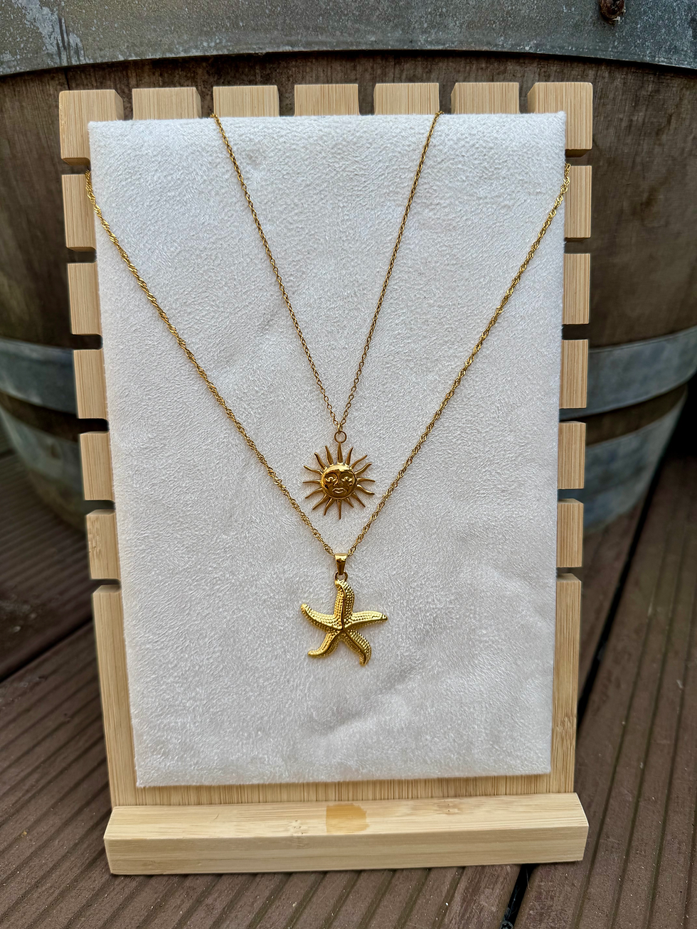 Miniaturbild: Ibiza Gold Kette „Seestern“ & „Sonne“