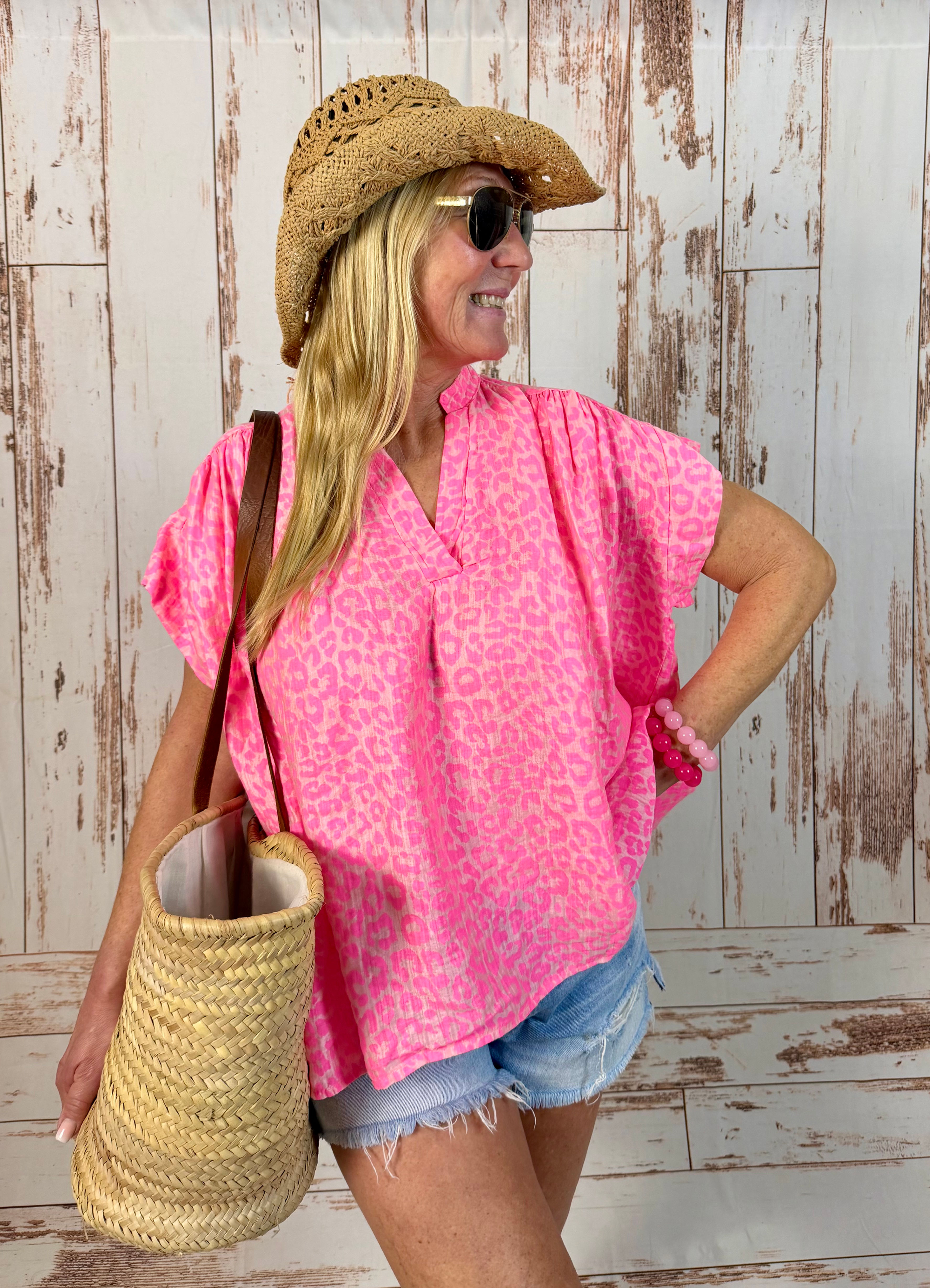 Musselin Bluse „Leo Pink“