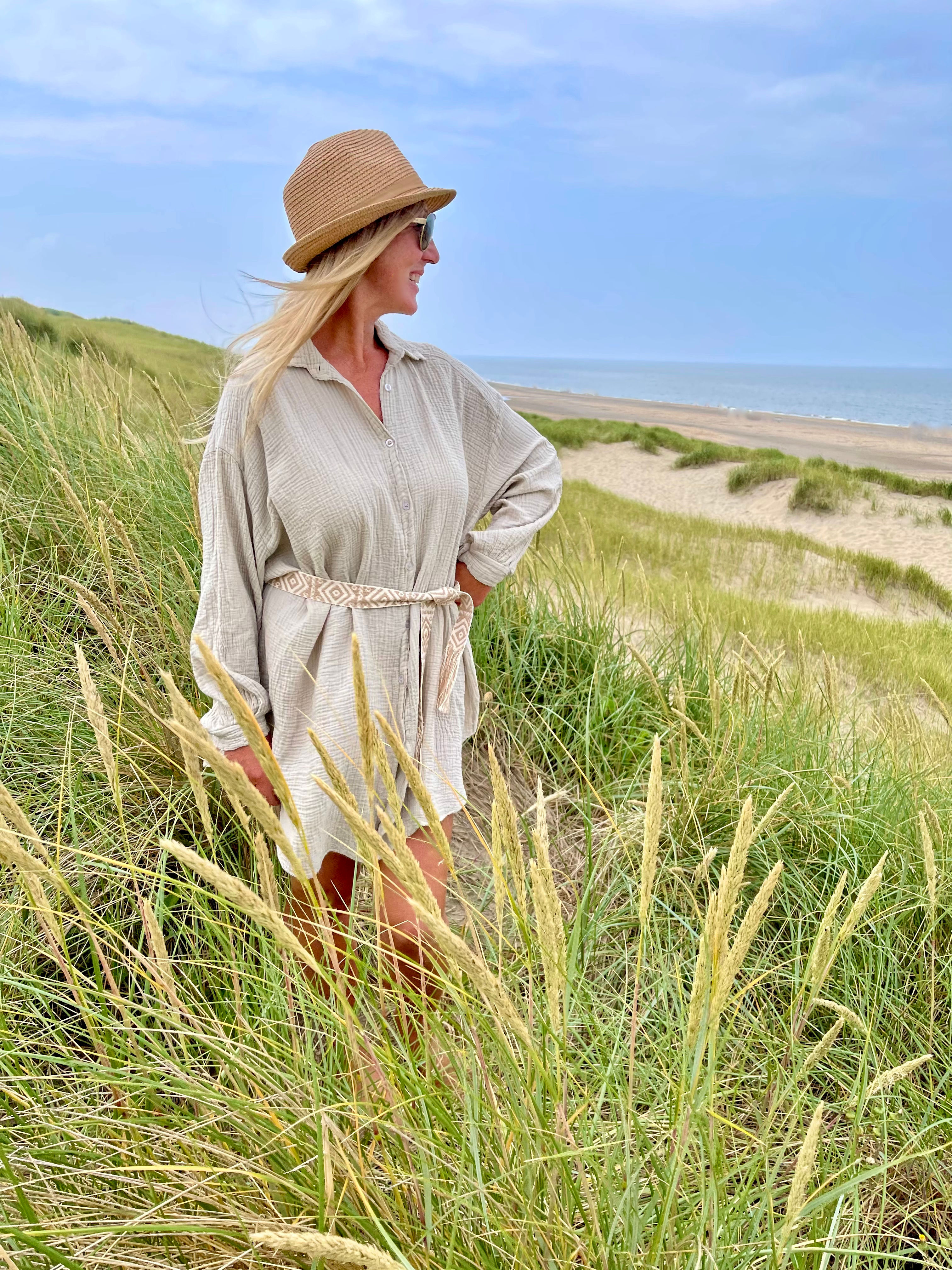 MusselinLOVE  Ultra oversized Blusenhemd, hellbeige